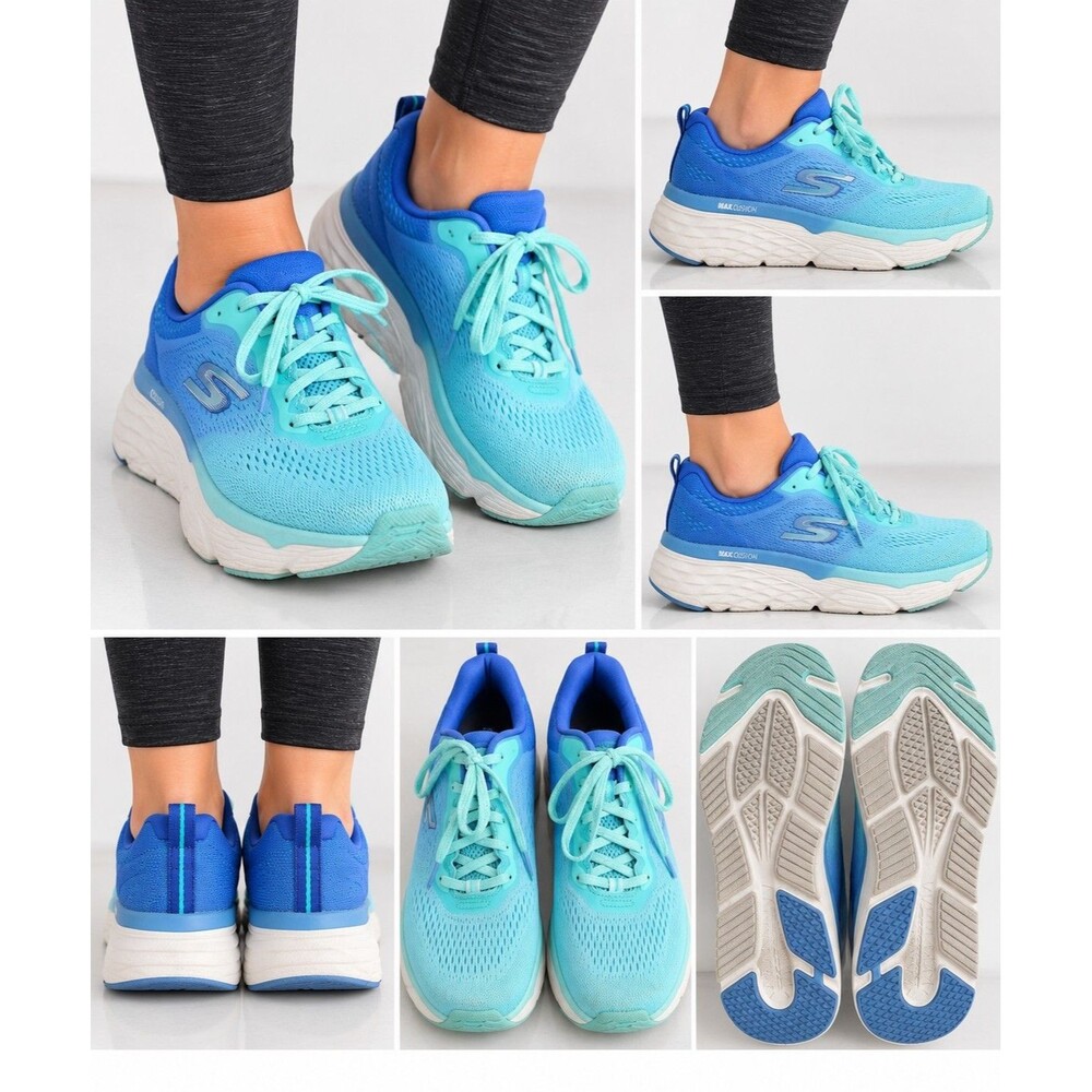 Skechers GO RUN Max Cushion Women’s Size 8 Blue Seafoam Green Running Shoes